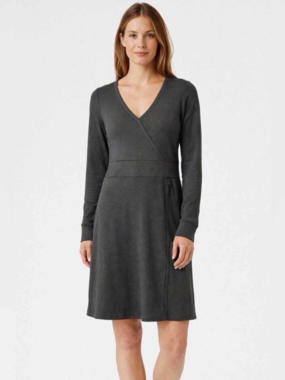 Toad&Co Finlay Dress Grey Fine Stripes XS